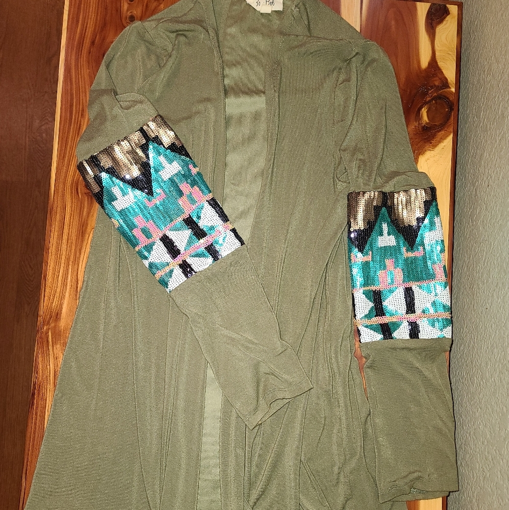 Sequin long cardigan